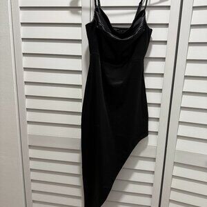 Women's Satin Cowl-Neck Asymmetrical Dress